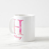 Monogram Coffee Tasse - Erste H Pink Floral Tasse (Vorderseite Links)