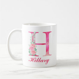 Monogram Coffee Tasse - Erste H Pink Floral Tasse