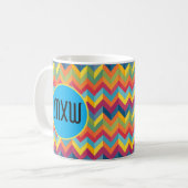 Monogram Coffee Tasse Fett Zickzack Muster (Vorderseite Links)