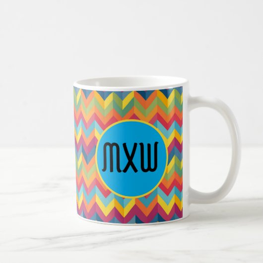 Monogram Coffee Tasse Fett Zickzack Muster (Rechts)