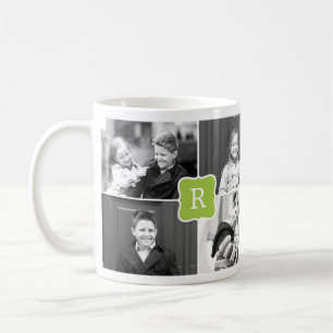 Monogram Collage Custom Foto Tasse - Green