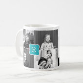 Monogram Collage Custom Foto Tasse - Türkis (Vorderseite Links)