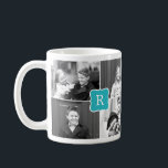 Monogram Collage Custom Foto Tasse - Türkis<br><div class="desc">Personalisieren Sie diese Tasse mit Ihrem Text und Foto(en),  um ein einmaliges Geschenk zu erstellen! Erhältlich in mehr Farben.</div>