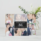Monogram Collage Editable Color Just Married Card Dankeskarte (Stehend Vorderseite)