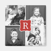 Monogram Collage Personalisiert Foto Magnet - Rot (Vorne)