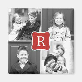 Monogram Collage Personalisiert Foto Magnet - Rot