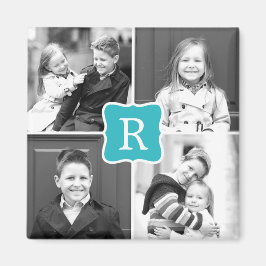 Monogram Collage Personalisiert Foto Magnet Turquo