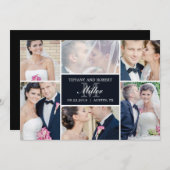 Monogram Collage Wedding Announcement - Black Einladung (Vorne/Hinten)