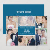 Monogram Collage Wedding Announcement - Blue Einladung (Vorne/Hinten)