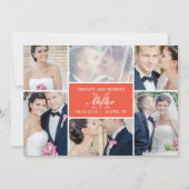 Monogram Collage Wedding Announcement - Coral Einladung (Vorderseite)