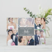 Monogram Collage Wedding Announcement - Gray Einladung (Stehend Vorderseite)