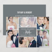 Monogram Collage Wedding Announcement - Gray Einladung (Vorne/Hinten)