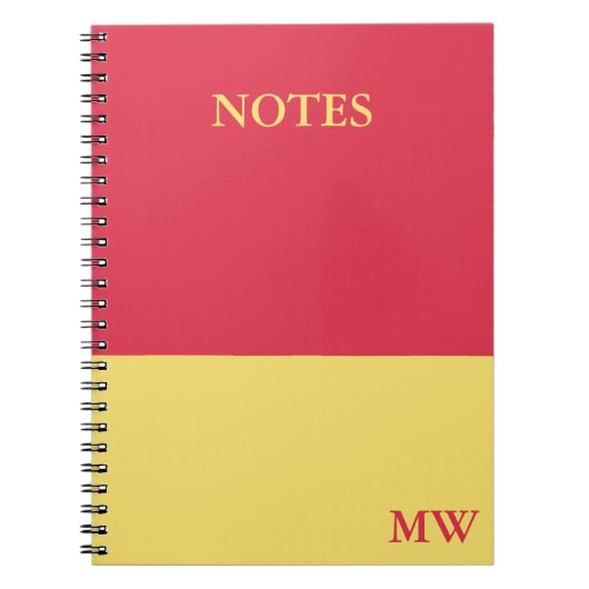 Monogram Color Block Notebook dunkelrosa und gelb Notizblock (Vorderseite)