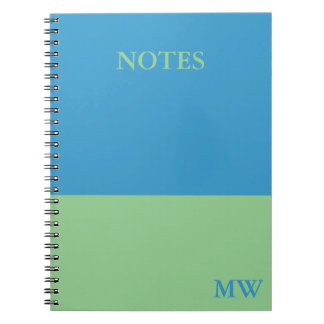 Monogram Color Block Notebook Sky Blue & Green Notizblock