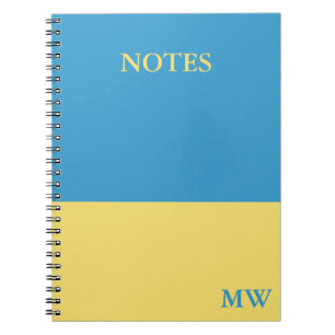 Monogram Color Block Notebook Sky Blue & Yellow Notizblock