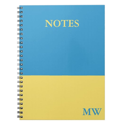 Monogram Color Block Notebook Sky Blue & Yellow Notizblock (Vorderseite)