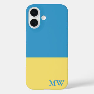 Monogram Color Block Sky Blue & Yellow iPhone 16 Hülle