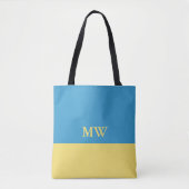 Monogram Color Block Totbeutel Sky Blau & Gelb Tasche (Vorderseite)