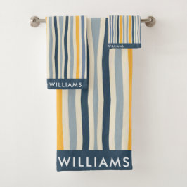 Monogram Colored Lines Elegant Stilvoll Badhandtuch Set