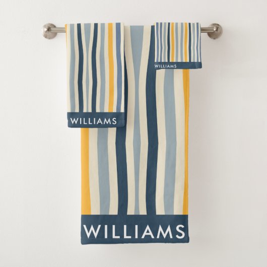 Monogram Colored Lines Elegant Stilvoll Badhandtuch Set (Insitu)