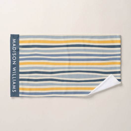 Monogram Colored Lines Elegant Stilvoll Badhandtuch Set (Handtuch)