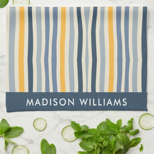 Monogram Colored Lines Elegant Stilvoll Geschirrtuch (Gefaltet)