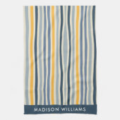 Monogram Colored Lines Elegant Stilvoll Geschirrtuch (Vertikal)