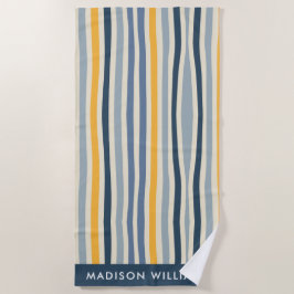 Monogram Colored Lines Elegant Stilvoll Strandtuch