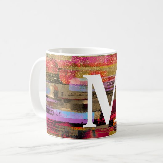 Monogram Colorful Abstract Mug Kaffeetasse (Vorderseite Links)
