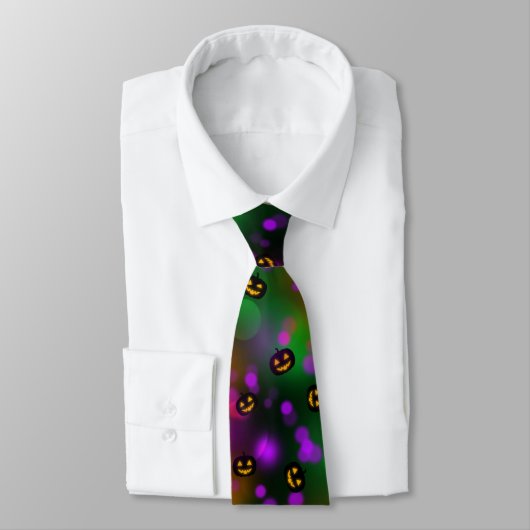 Monogram Colorful Bokeh Pumpkins Business Necktie Krawatte (Gebunden)