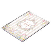 Monogram Colorful Floral Rococo Art Stripes Notizblock (Linke Seite)