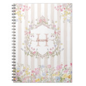 Monogram Colorful Floral Rococo Art Stripes Notizblock (Vorderseite)