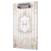 Monogram Colorful Floral Rococo Style Stripes Klemmbrett (Links)