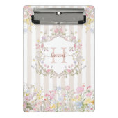 Monogram Colorful Floral Rococo Style Stripes Mini Klemmbrett (Vorderseite)