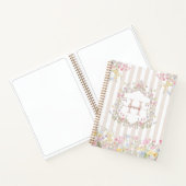Monogram Colorful Floral Rococo Style Stripes Notizblock (Innenseite)