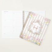 Monogram Colorful Floral Rococo Style Stripes Planer (Anzeige)