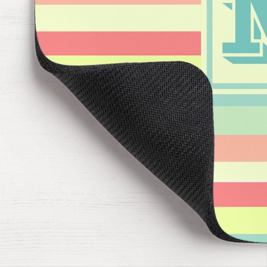 Monogram Colorful Summer Stripes Mousepad (Ecke)