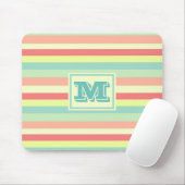 Monogram Colorful Summer Stripes Mousepad (Mit Mouse)