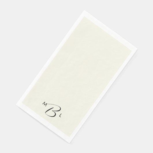 Monogram Combo Schriftart Cream Wedding Napkins Serviette (Ecke)
