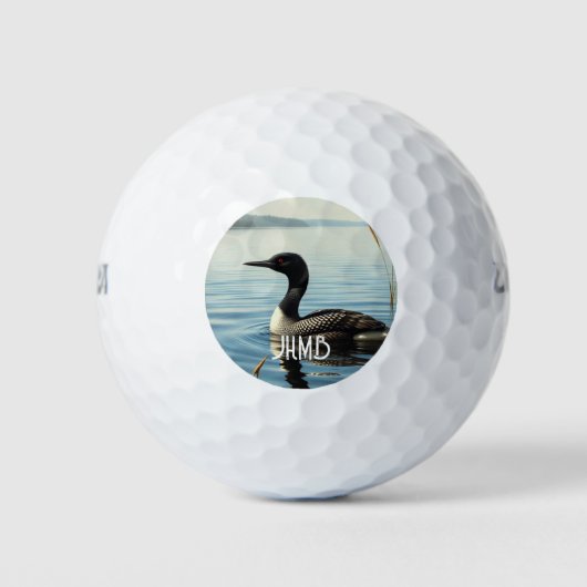 Monogram Common Loon Bird Waterfowl Golfball (Vorderseite)