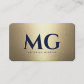 Monogram Company Blue Gold Beruflich Modern Visitenkarte (Vorderseite)