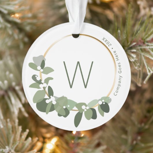 Monogram Company Name Modern Kranz-Geschenk Ornament (Baum)