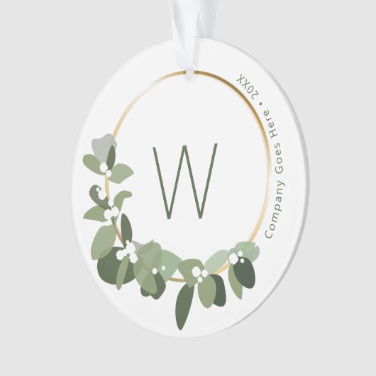 Monogram Company Name Modern Kranz-Geschenk Ornament (Vorderseite)