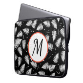 Monogram-Computer-Notebook-Sieb mit weißem Fern-Bl Laptopschutzhülle (Vorderseite Links)