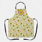 Monogram Coneflower Butterfly All-Over Print Apron Schürze (Vorderseite)
