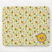 Monogram Coneflower Butterfly Floral Patterned Mousepad (Vorne)