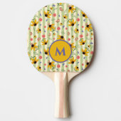 Monogram Coneflower Butterfly Floral Patterned Tischtennis Schläger (Vorderseite)