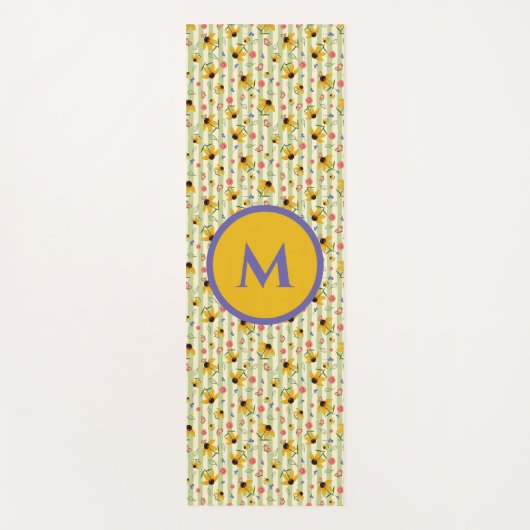 Monogram Coneflower Butterfly Floral Patterned Yogamatte (Vorderseite)