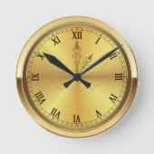 Monogram Contemporary Gold Runde Wanduhr (Vorderseite)