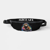 Monogram Cool Neon Retro DJ Sloth Bauchtasche (Vorderseite)